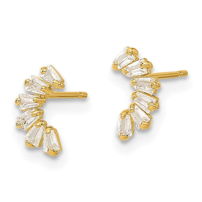 14k Yellow Gold CZ Arch Earrings