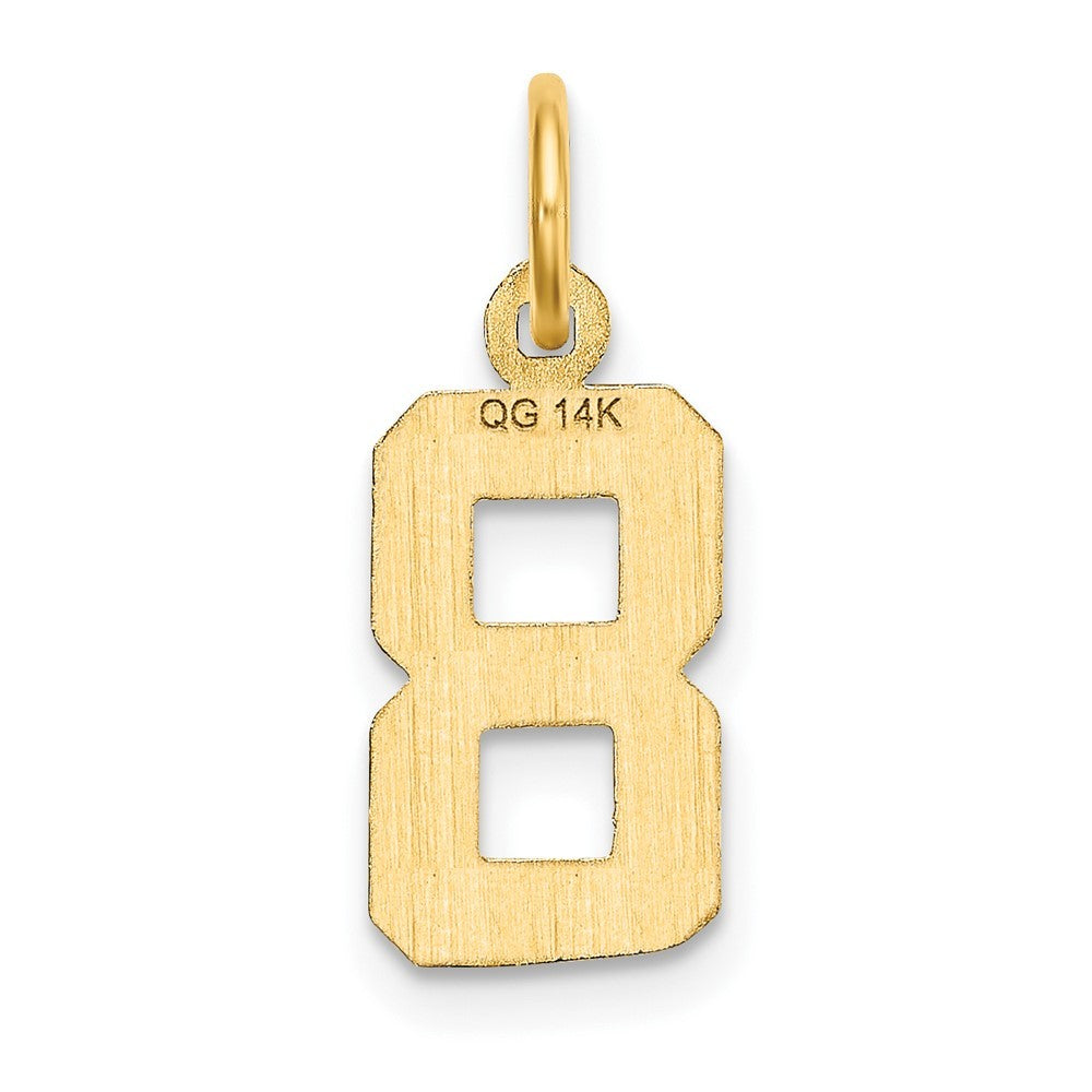 14k Yellow Gold Small Brushed Diamond-cut Number 8 Charm