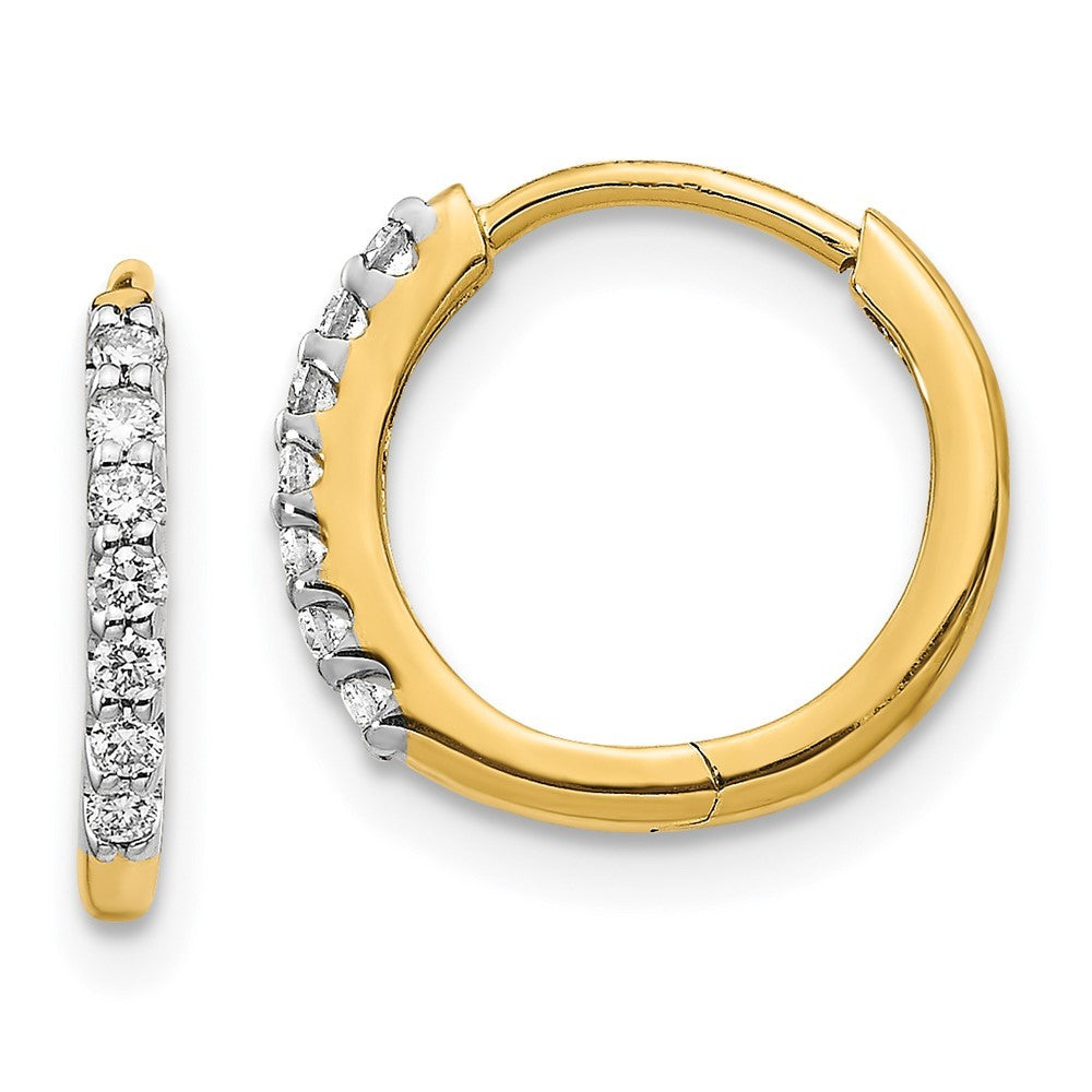 14k Yellow Gold Diamond Hinged Hoop Earrings