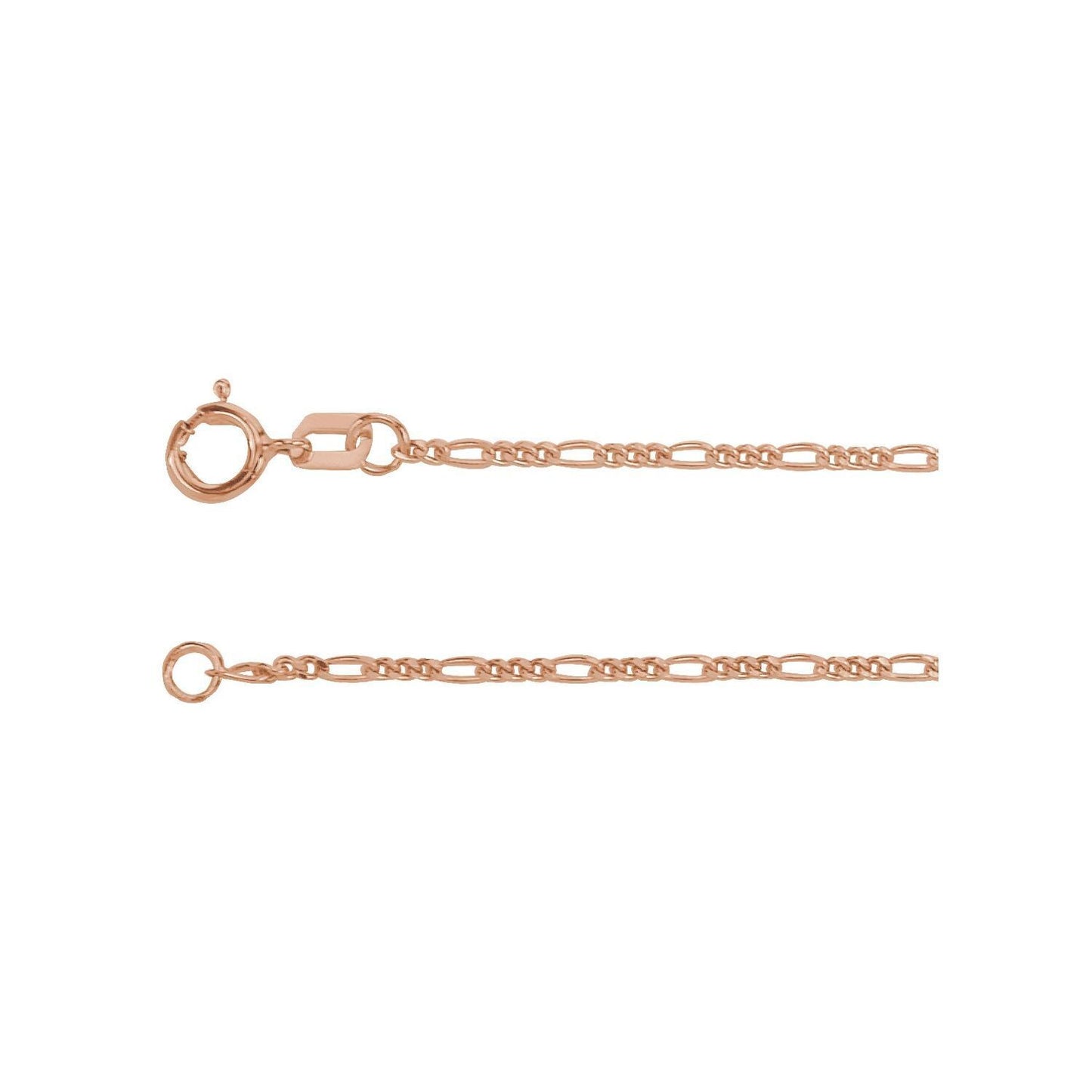 14k Rose Gold 1.28 mm Figaro 18" Chain Necklace Fine Gift for Women