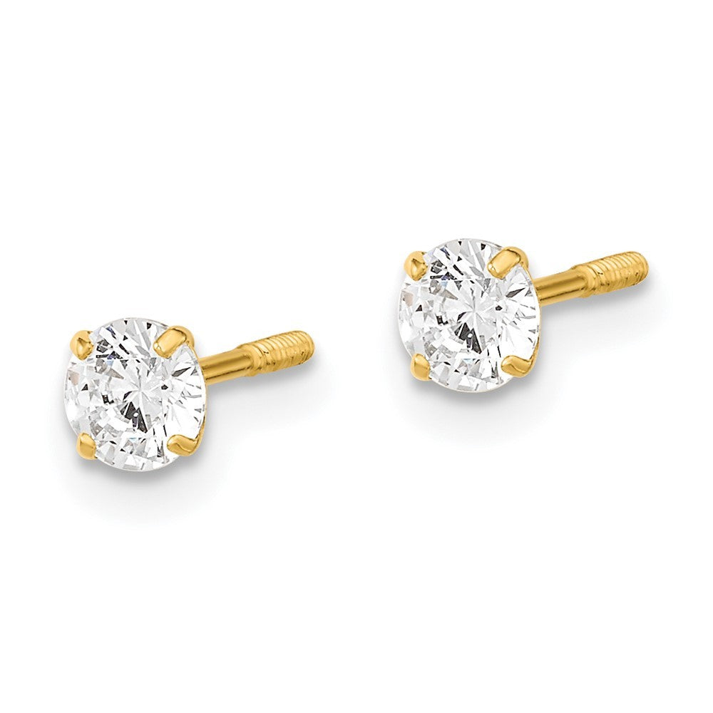 14k Yellow Gold Polished Reversible Ball and CZ Earrings