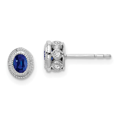 14k White Gold Sapphire and Diamond Stud Earrings