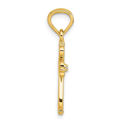 14k Yellow Gold Diamond Accented Cross Pendant