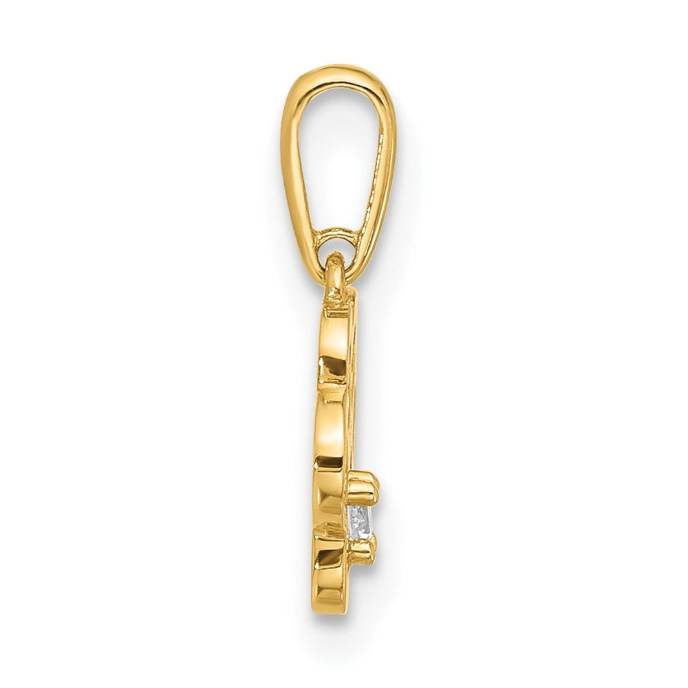 14k Yellow Gold Polished CZ Paw Print Pendant