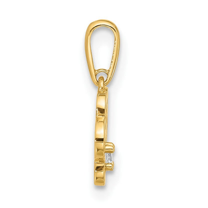 14k Yellow Gold Polished CZ Paw Print Pendant