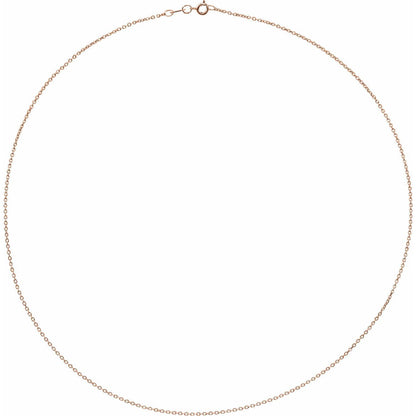 10k Rose Gold 1 mm Diamond-Cut Cable 24" Chain Necklace Fine Gift for Women