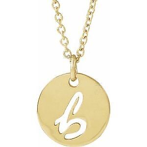 14k Yellow Gold Script Initial B Pendant Necklace 16-18"