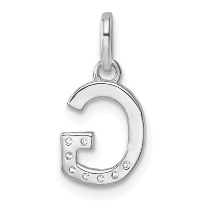 14k White Gold Twisted .07 ct. Diamond Initial G Charm