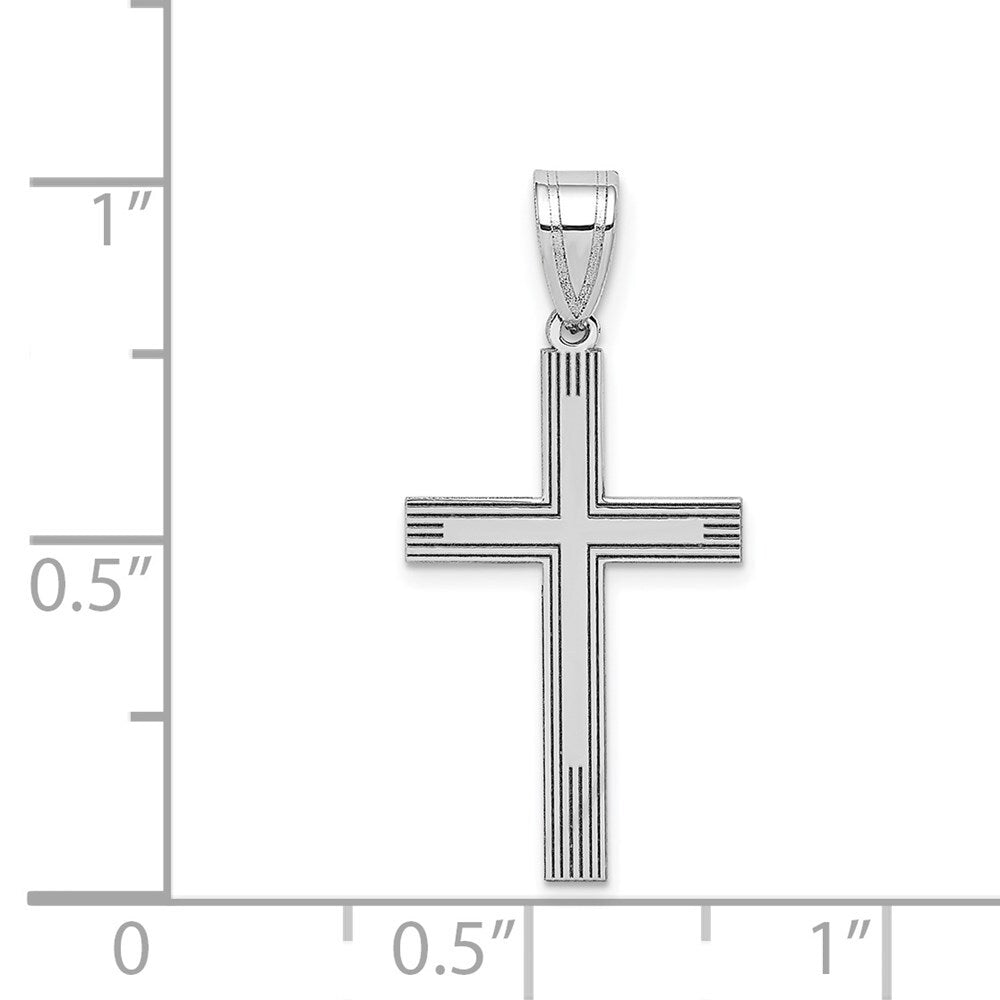 14k White Gold White Laser Etched Cross Charm Pendant for Women
