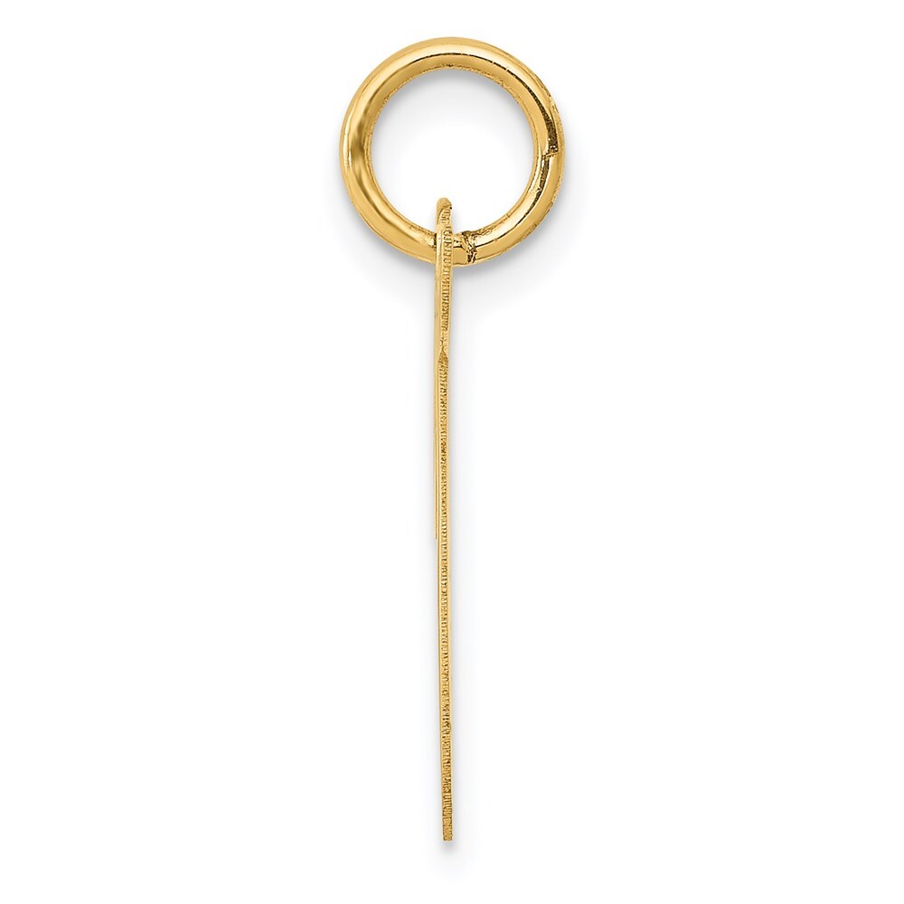 14k Yellow Gold Medium Script Letter T Initial Charm Pendant for Women