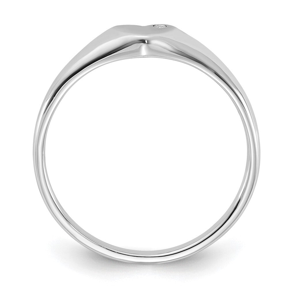 Sterling Silver Rhodium-plated CZ Heart Signet Ring Size 6