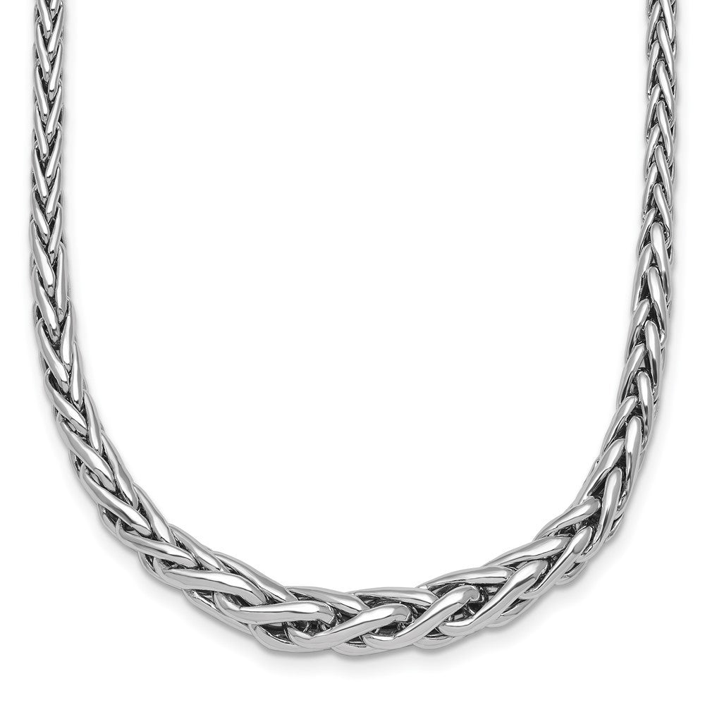 Sterling Silver Rhodium-plated Fancy Graduated Braided Link Necklace 16+2"