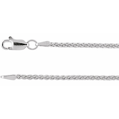 14k White Gold 1.8 mm Wheat Chain Necklace Fine Gift for Women 16"