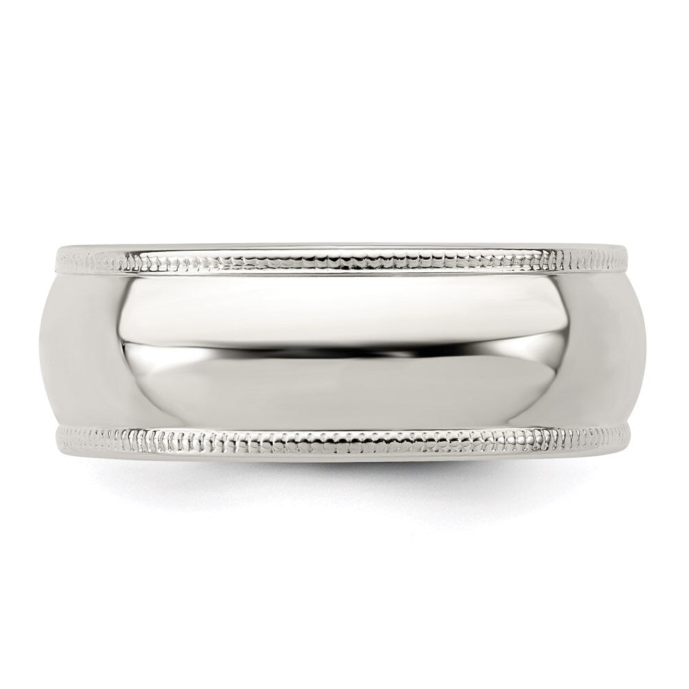 Sterling Silver 7mm Half Round Milgrain Size 6 Band Ring