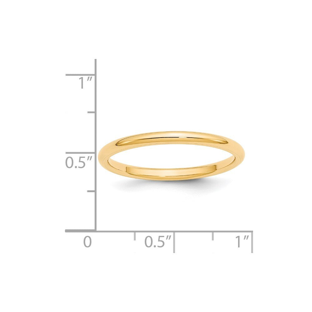 14K Yellow Gold Yellow Gold 2mm Standard Weight Comfort Fit Wedding Band Size 6