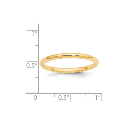 14K Yellow Gold Yellow Gold 2mm Standard Weight Comfort Fit Wedding Band Size 6