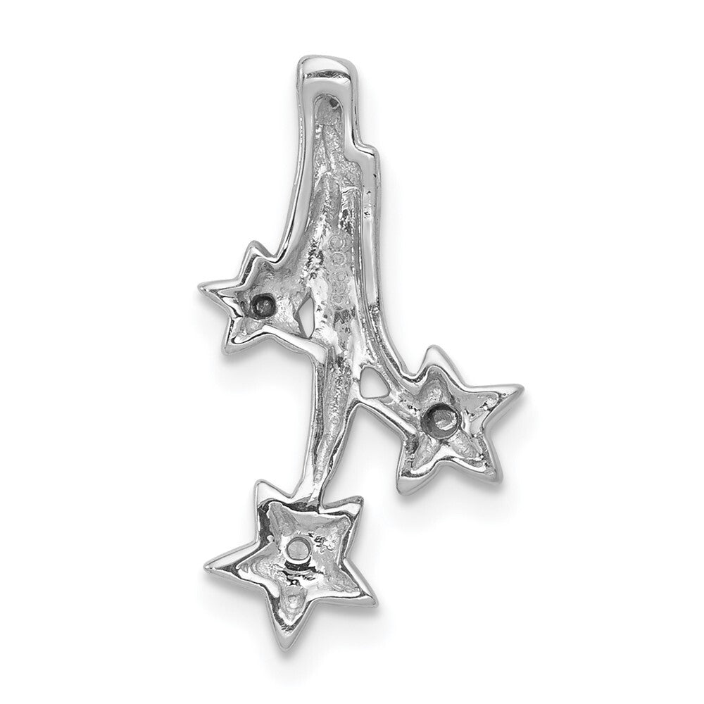 14k White Gold Diamond Shooting Stars Chain Slide Pendant for Women