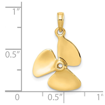 14k Yellow Gold 3-D Polished Three Blade Propeller Charm
