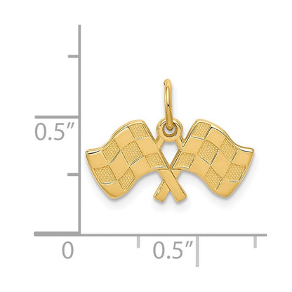 14k Yellow Gold Racing Flags Charm Pendant