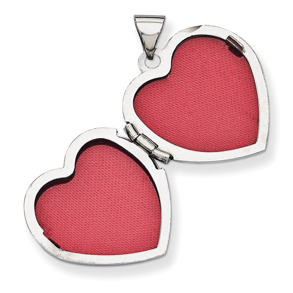 14k White Gold Diamond Heart Claddagh Locket Pendant for Women