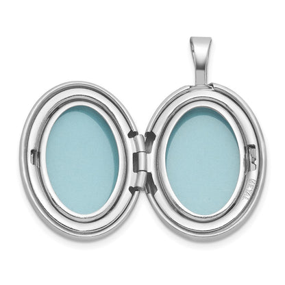 Sterling Silver Brushed And Polished 1 20 carat Diamond 16mm Oval Locket