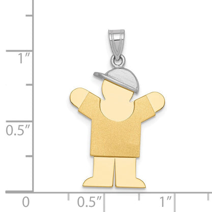 14k Two-Tone Gold Large Boy with Hat on Right Engravable Charm