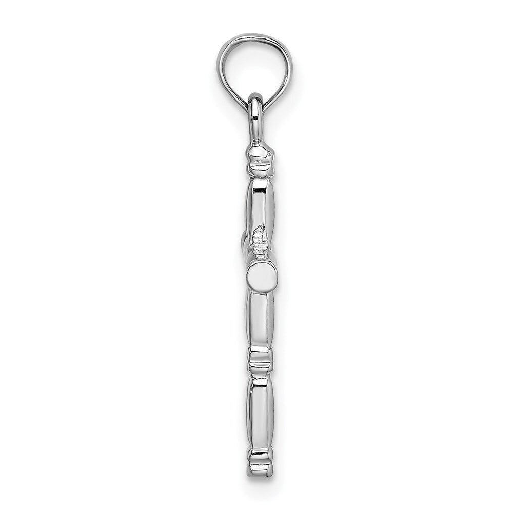 14k White Gold 3-D Polished Cross Charm Pendant for Women