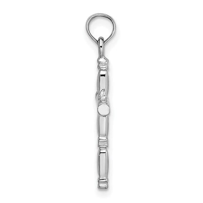 14k White Gold 3-D Polished Cross Charm Pendant for Women