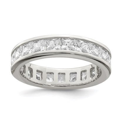 Sterling Silver Rhodium-plated Cubic Zirconia Eternity Band Size 7