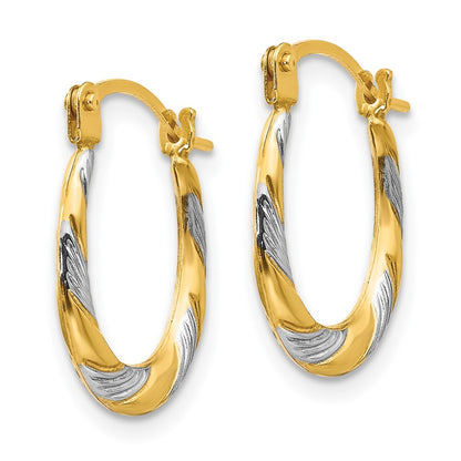14k Yellow Gold Rhodium Twist Hoop Earrings Gift for Women
