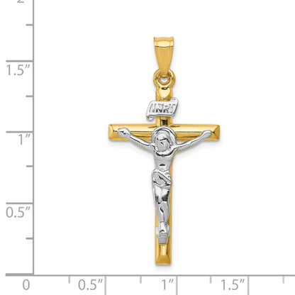 14k Two-tone Gold INRI Crucifix Pendant for Women