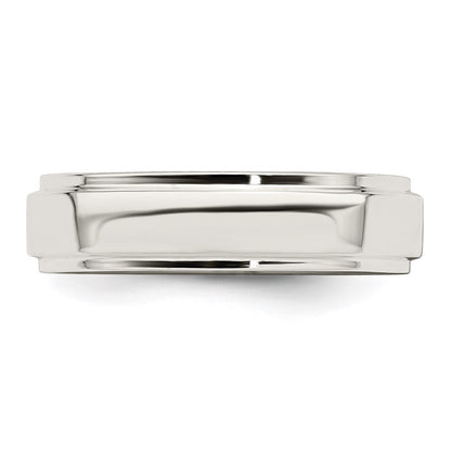Sterling Silver 5mm Flat with Step Edge Size 8 Band Ring