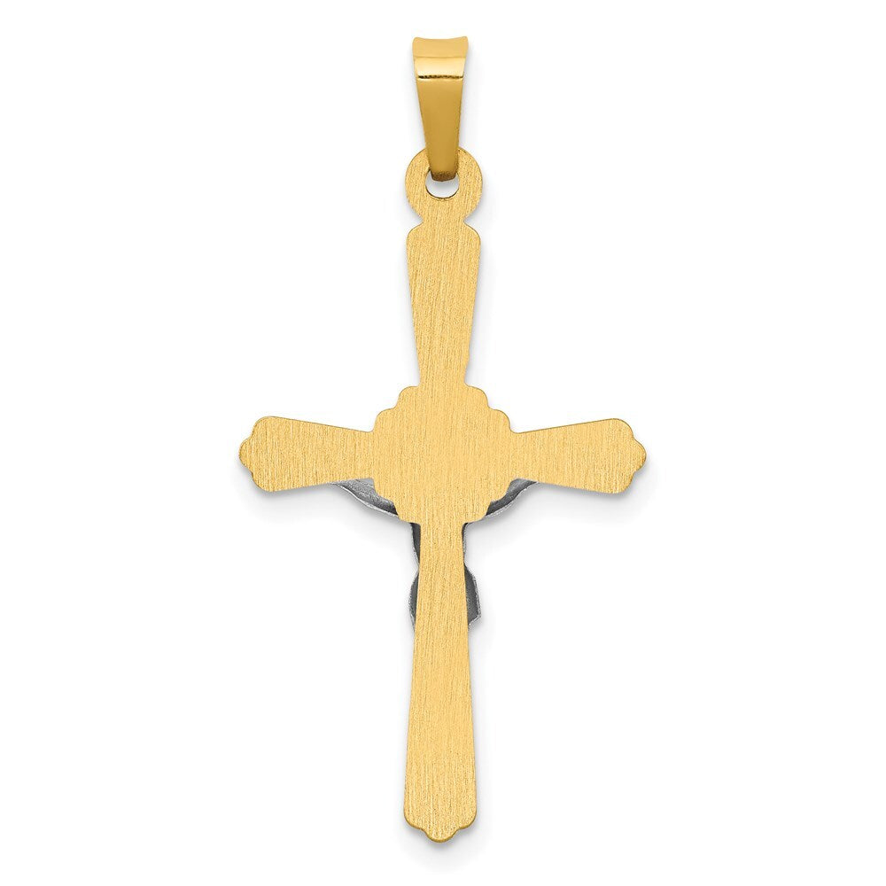 14k Two-tone Gold Polished Inri Crucifix Pendant for Women