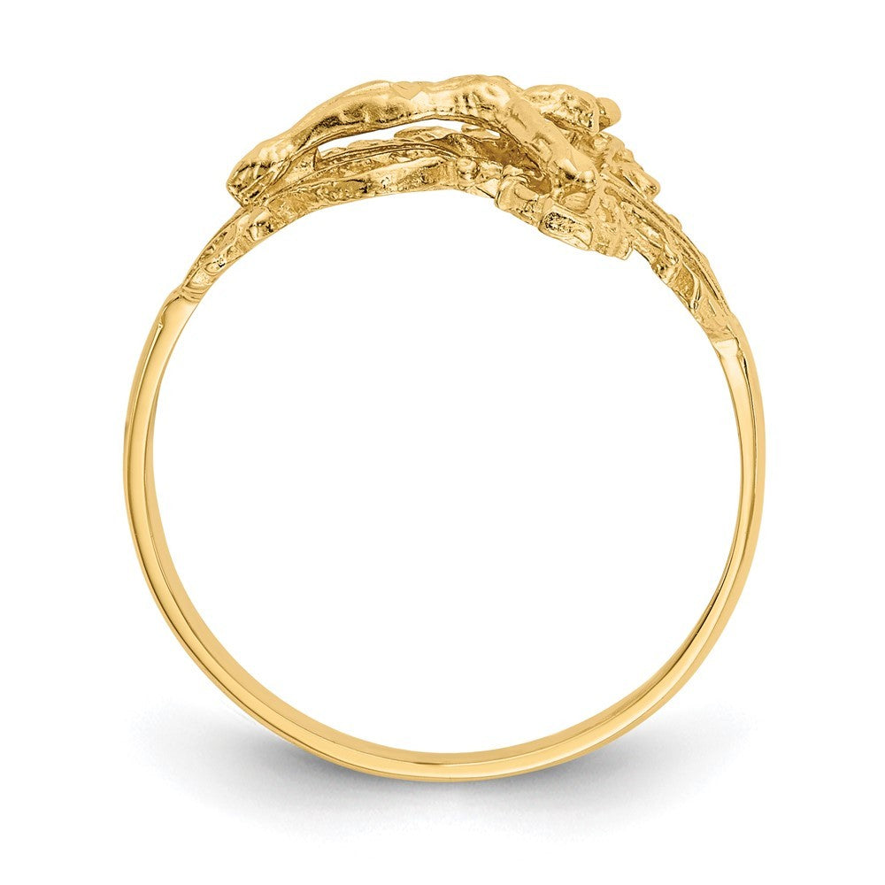 14k Yellow Gold Diamond-cut Crucifix Ring
