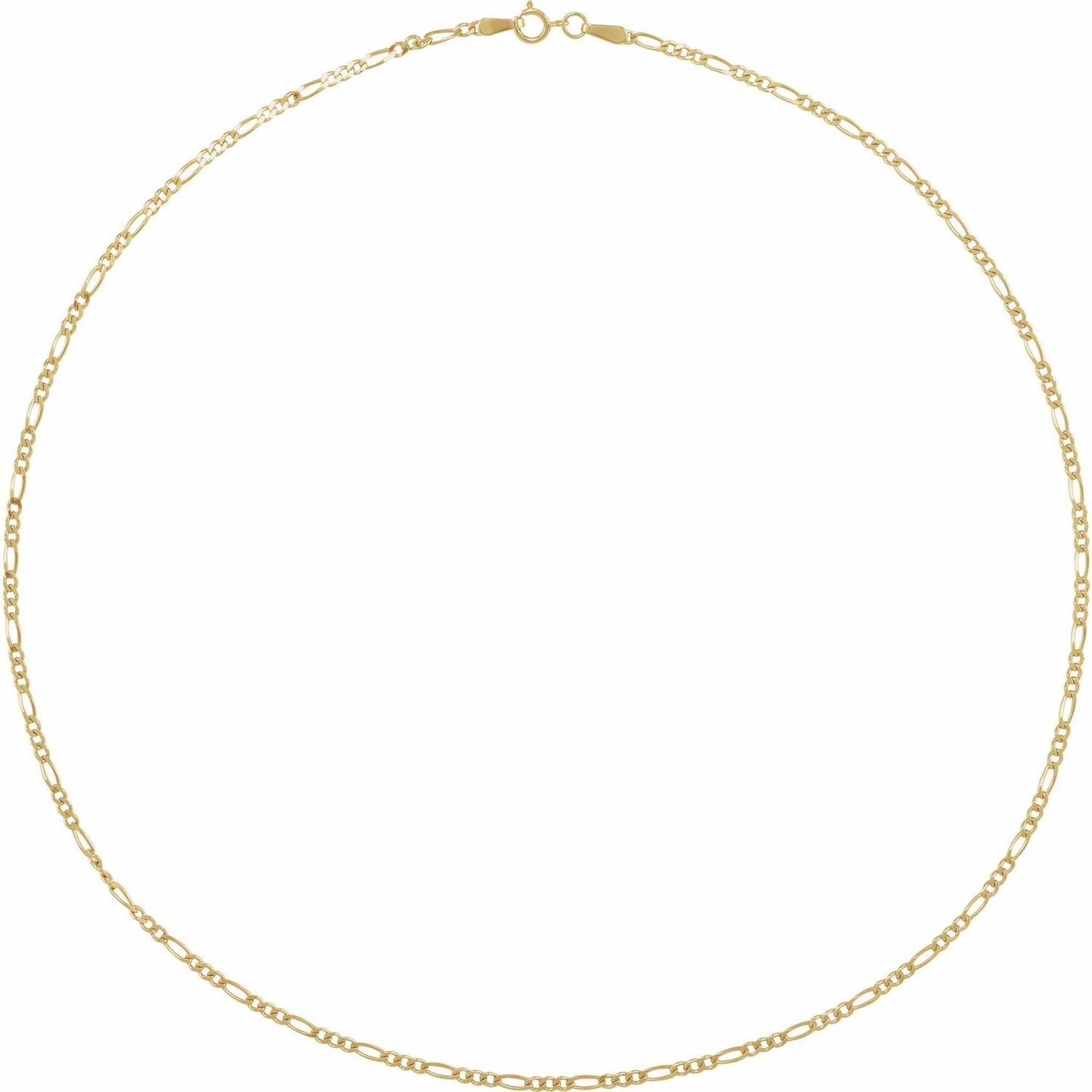 14k Yellow Gold 1.9 mm Diamond-Cut Figaro 20" Chain Necklace Fine Gift for Women