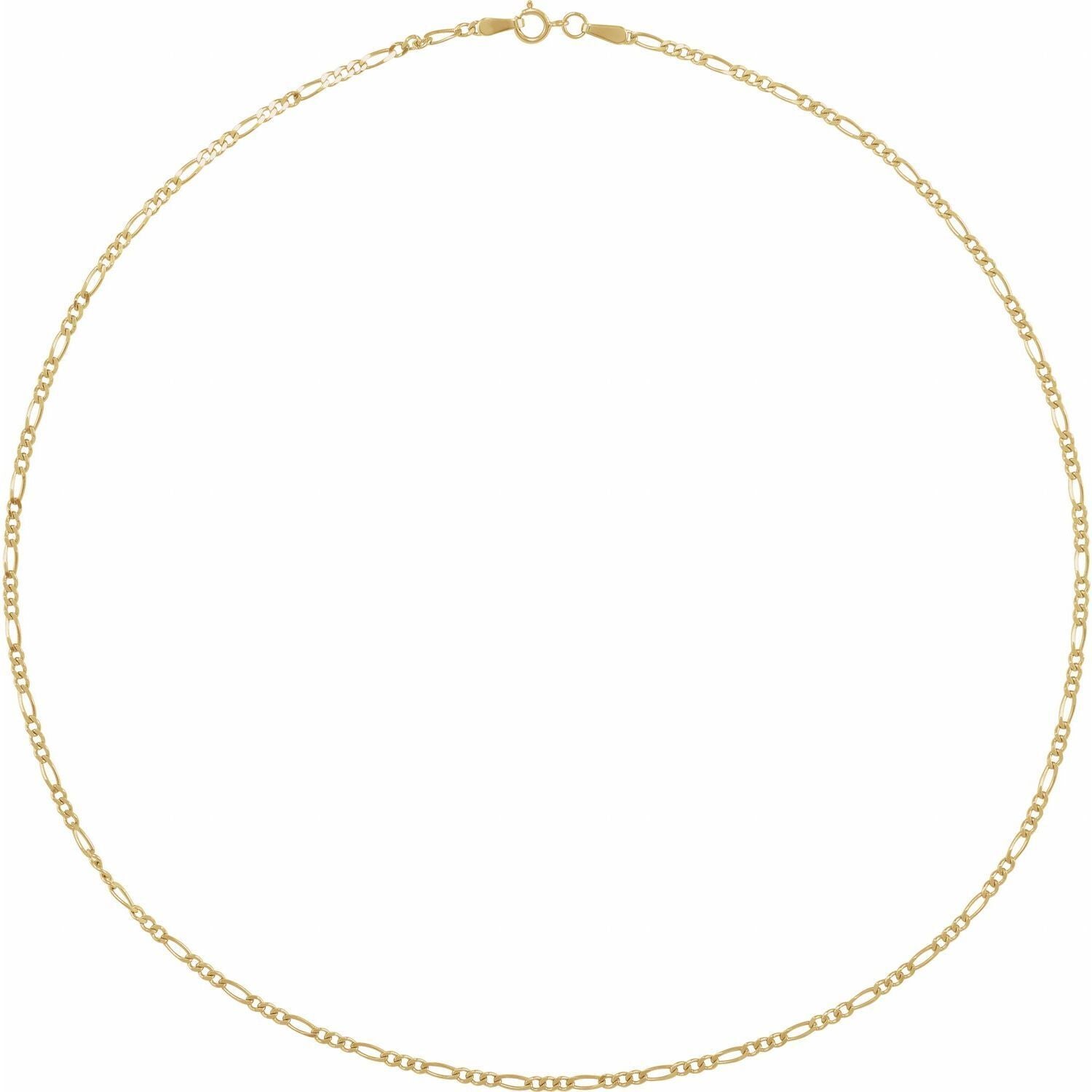 14k Yellow Gold 1.9 mm Diamond-Cut Figaro 20" Chain Necklace Fine Gift for Women