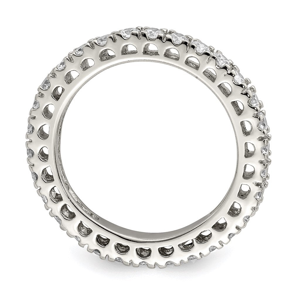 Sterling Silver Rhodium-plated Cubic Zirconia Anniversary Band Size 6