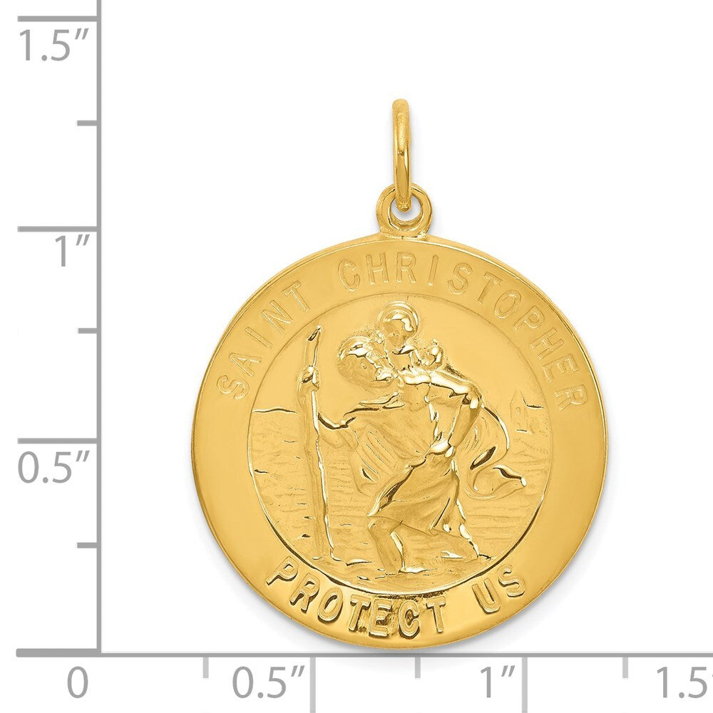 24k Gold-plated Sterling Silver St. Christopher Medal Pendant