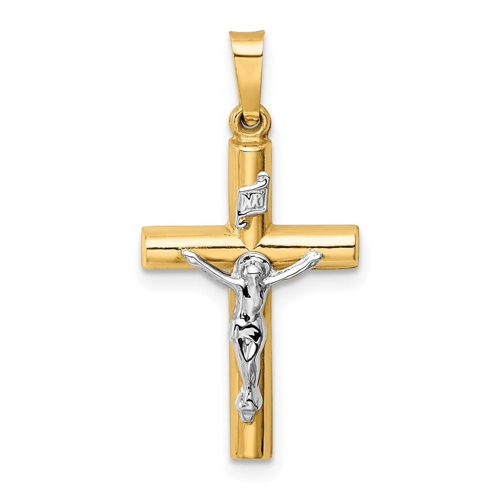 14k Two-tone Gold INRI Crucifix Pendant for Women