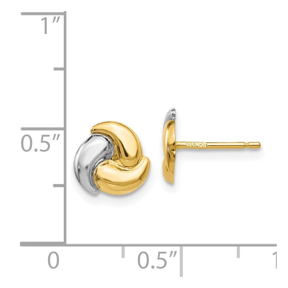 14k Yellow Gold Polished & Rhodium Fancy Stud Earrings Gift for Women