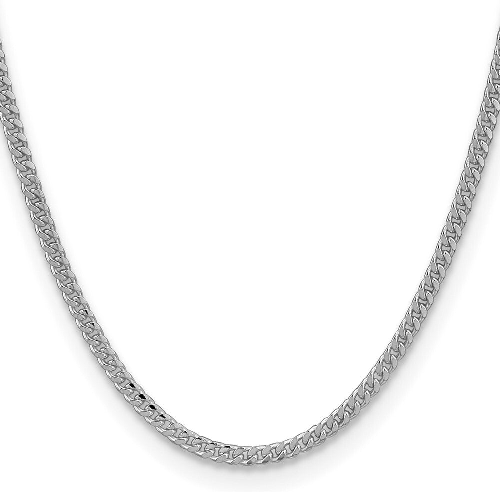 Sterling Silver Rhodium-plated 3.25mm Domed Curb Chain