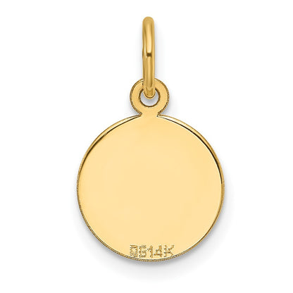 14k Yellow Gold Plain .027 Gauge Circular Engravable Disc Charm