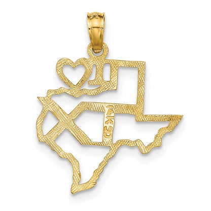 14k Yellow Gold Solid Texas State Pendant for Women