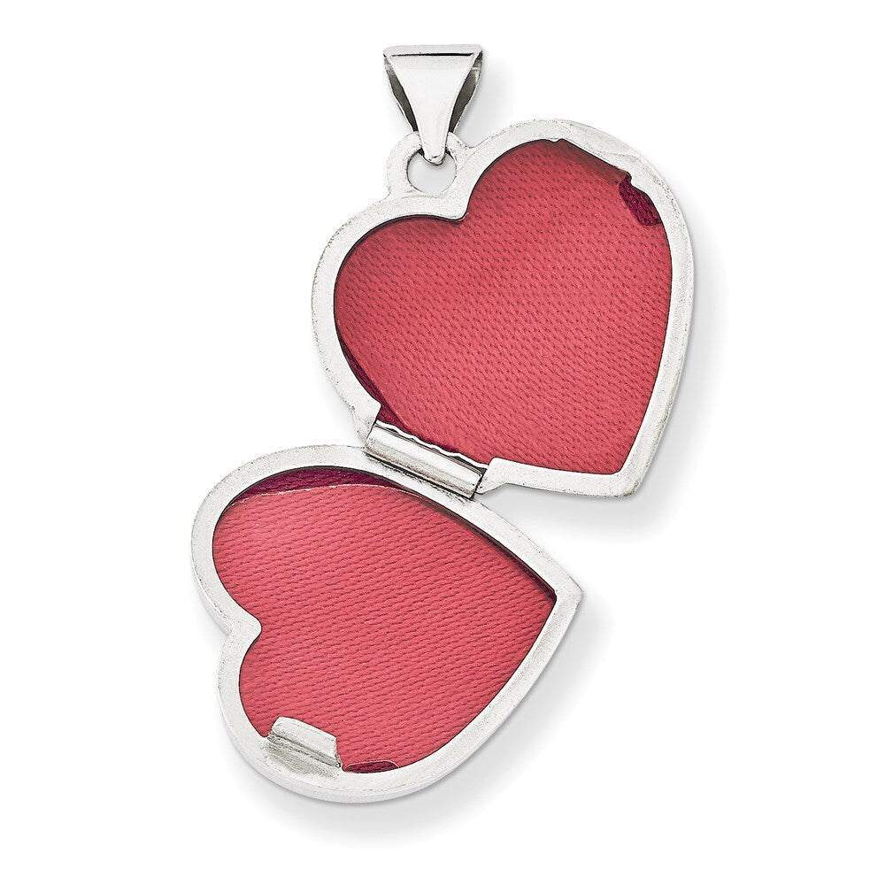 14k White Gold Double Heart Locket Pendant for Women