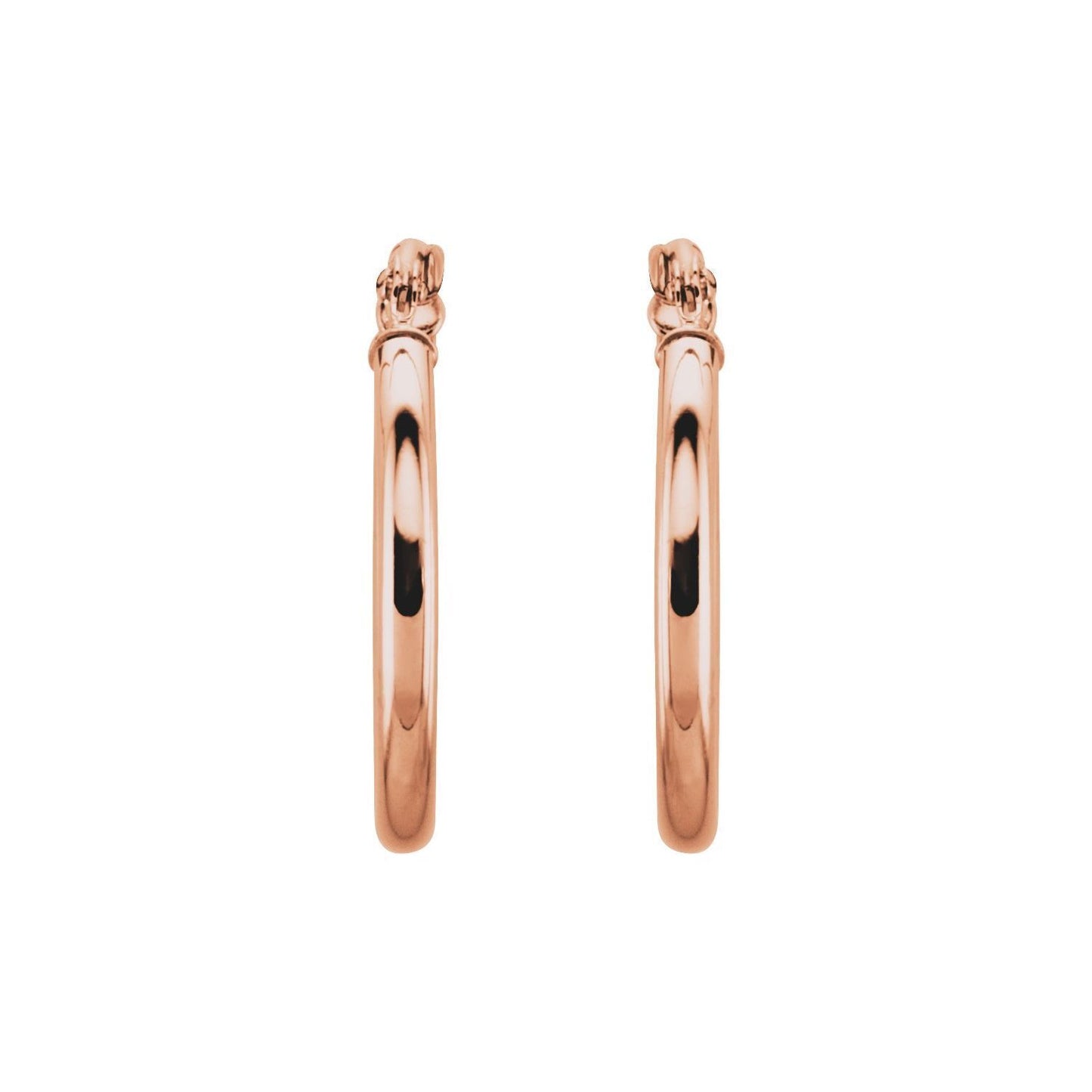 14k Rose Gold Tube 20 mm Hoop Earrings Fine Jewelry Gift for Women