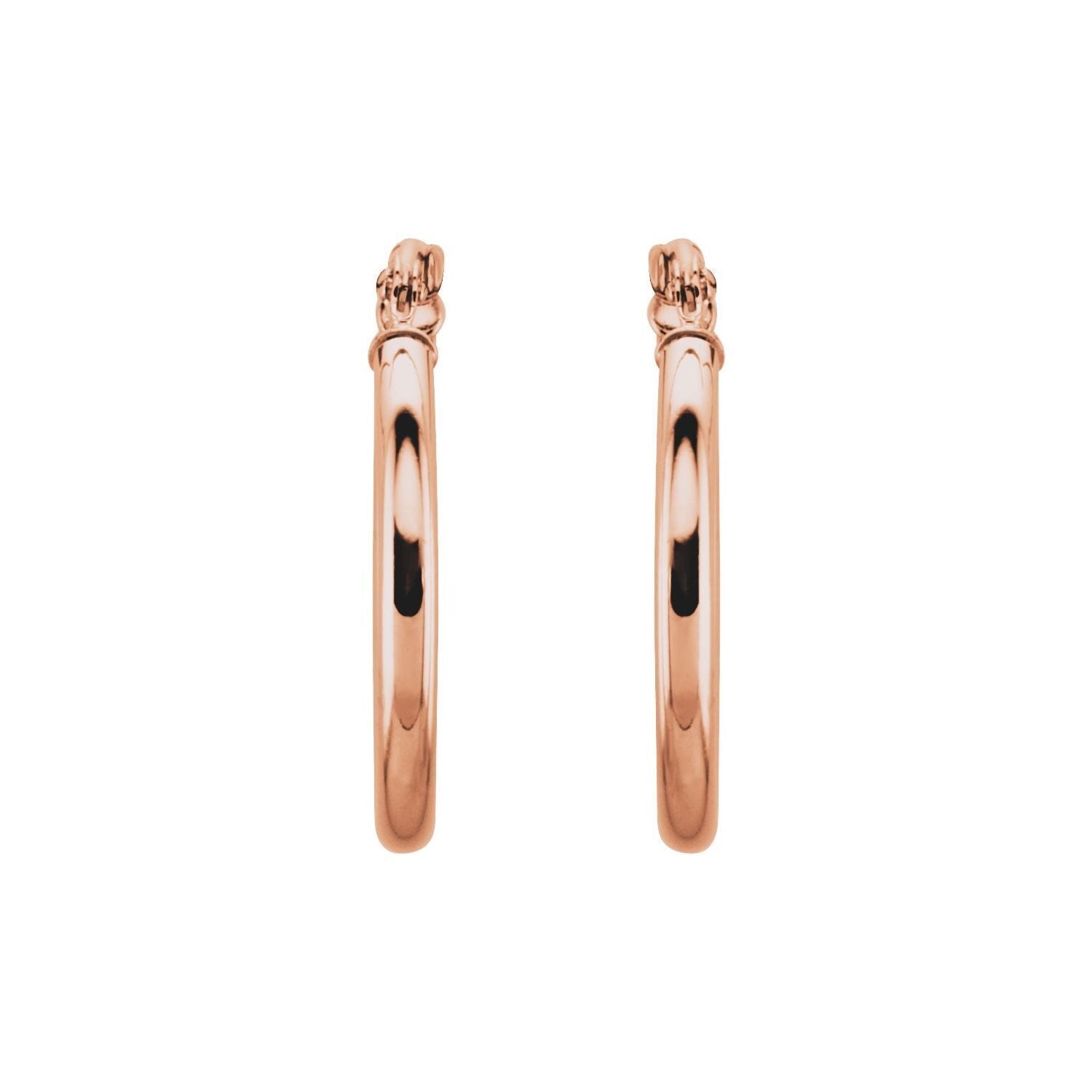 14k Rose Gold Tube 20 mm Hoop Earrings Fine Jewelry Gift for Women