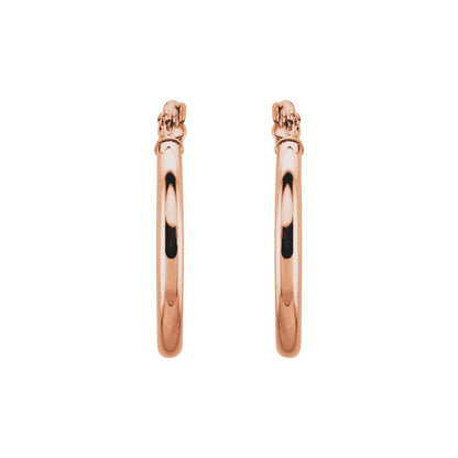 14k Rose Gold Tube 20 mm Hoop Earrings Fine Jewelry Gift for Women