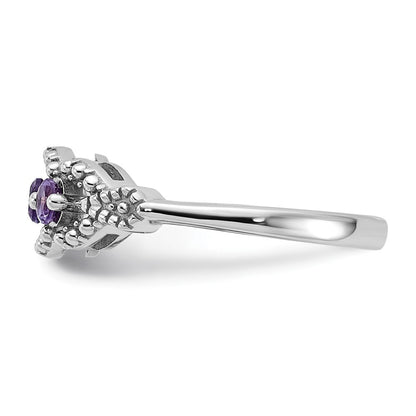Sterling Silver Rhodium-plated Amethyst Ring Size 8