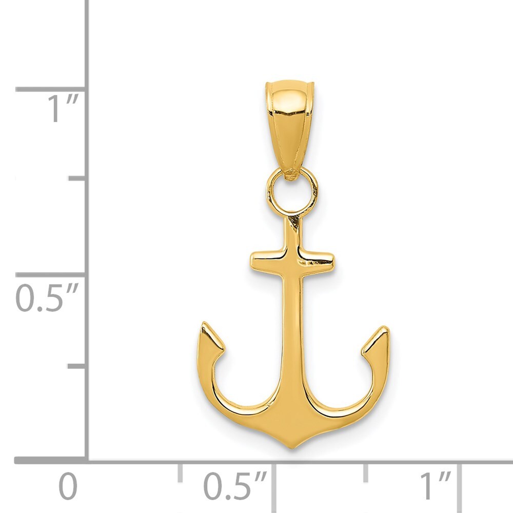 14k Yellow Gold Anchor Pendant for Women