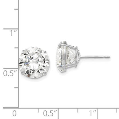 14k White Gold 10mm Round Cubic Zirconia Stud Earrings Gift for Women